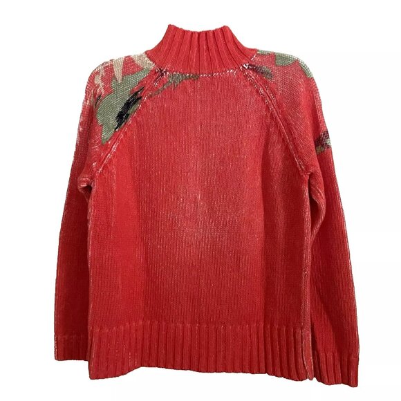 Coldwater Creek Floral Embroidery Zip Cardigan Sweater Medium Art To Wear Artsy - Picture 2 of 10